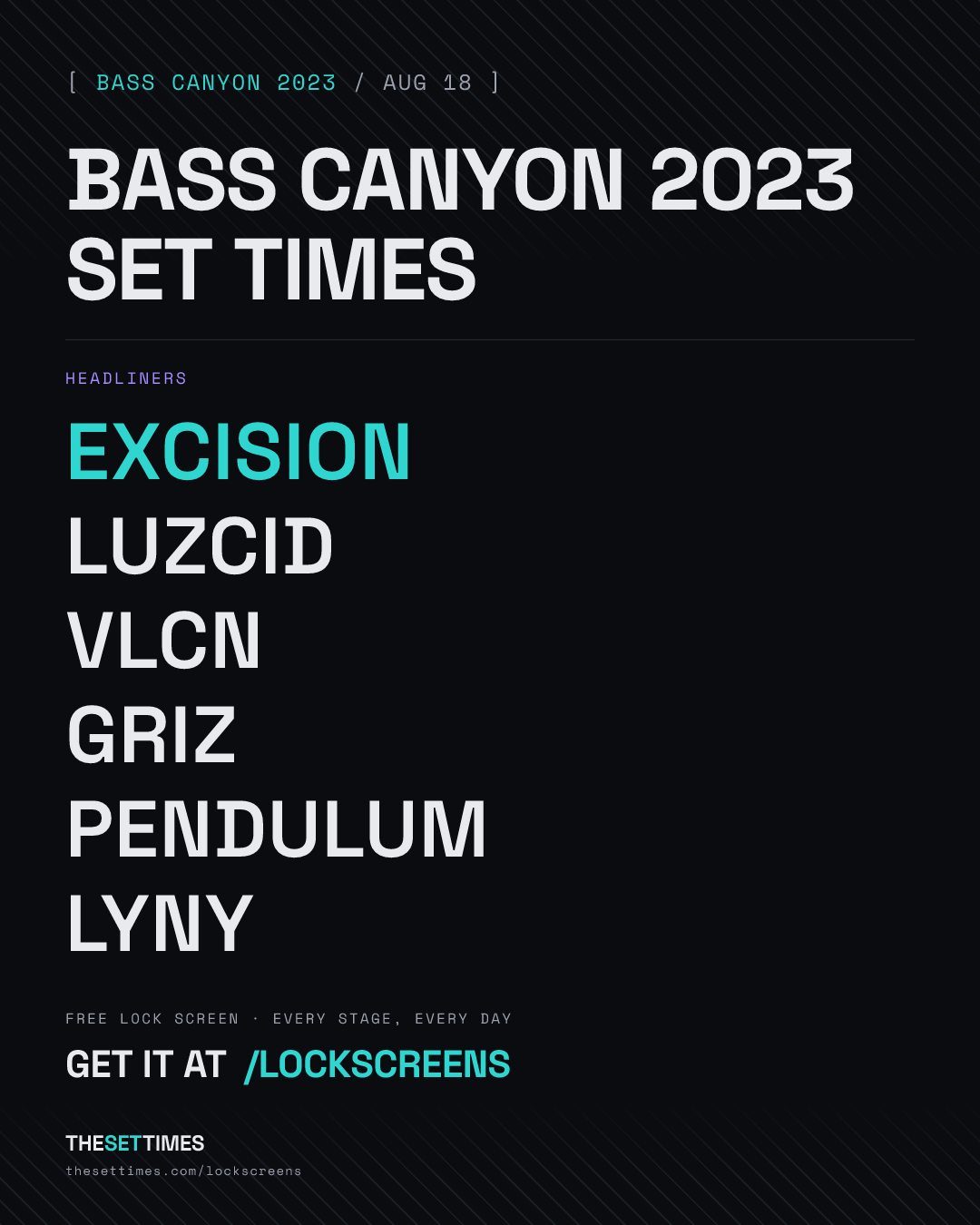 Bass Canyon 2023 set times poster