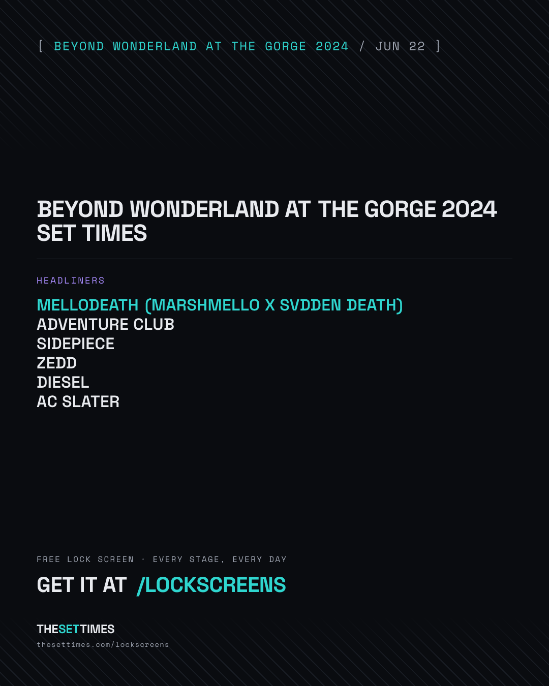 Beyond Wonderland at The Gorge 2024 set times poster