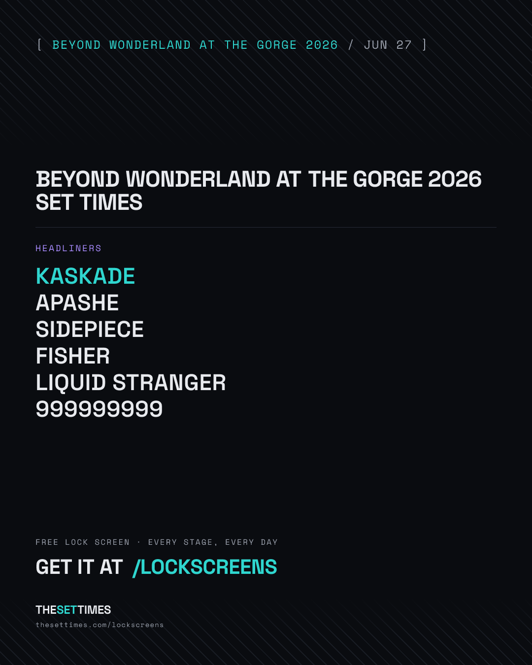 Beyond Wonderland at The Gorge 2026 set times poster