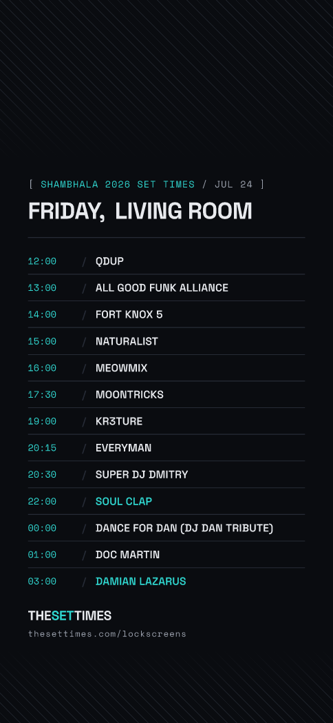 Shambhala 2026 Set Times, Living Room lock screen wallpaper