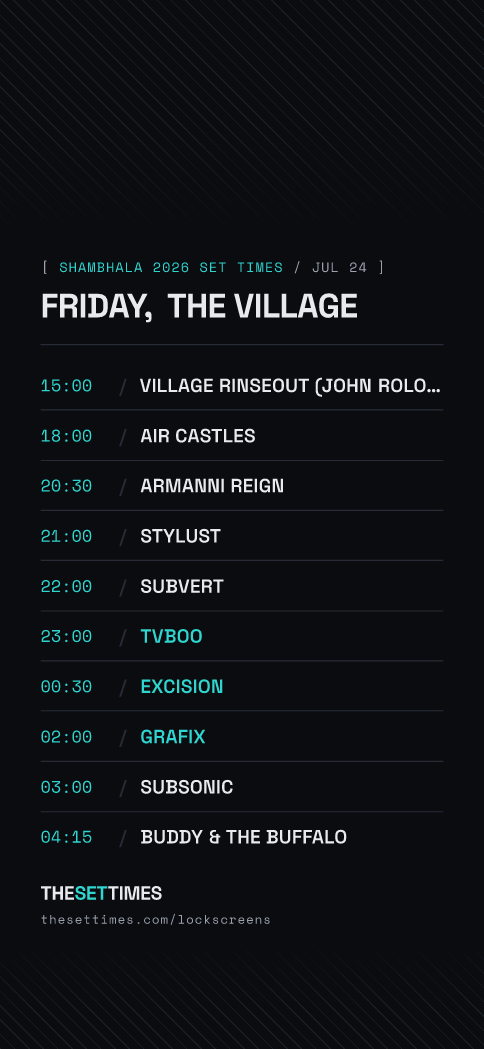 Shambhala 2026 Set Times, The Village lock screen wallpaper