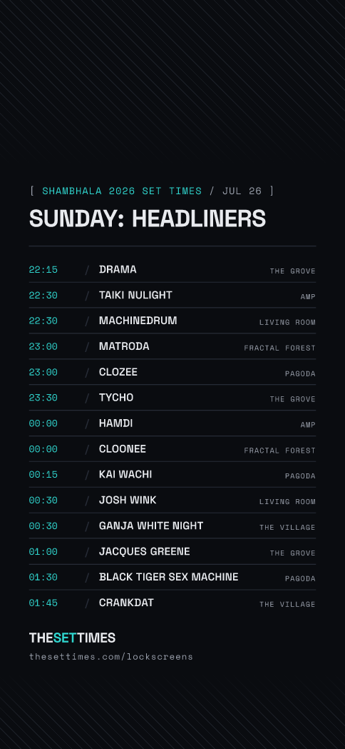 Shambhala 2026 Set Times, Sunday lock screen wallpaper