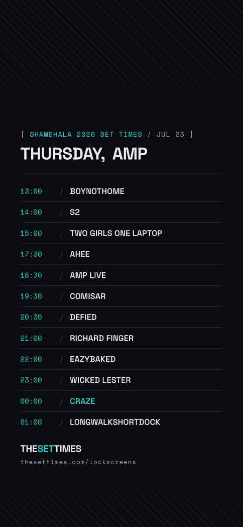 Shambhala 2026 Set Times, AMP lock screen wallpaper